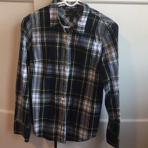 JCrew plaid button down in “perfect” fit